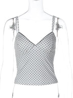 Dulzura Summer Latest Fashion Backless Slim Ruffles Polka Dot Camisole Women'S Sexy Elegant Y2K Clothes Party Club Street Outfit