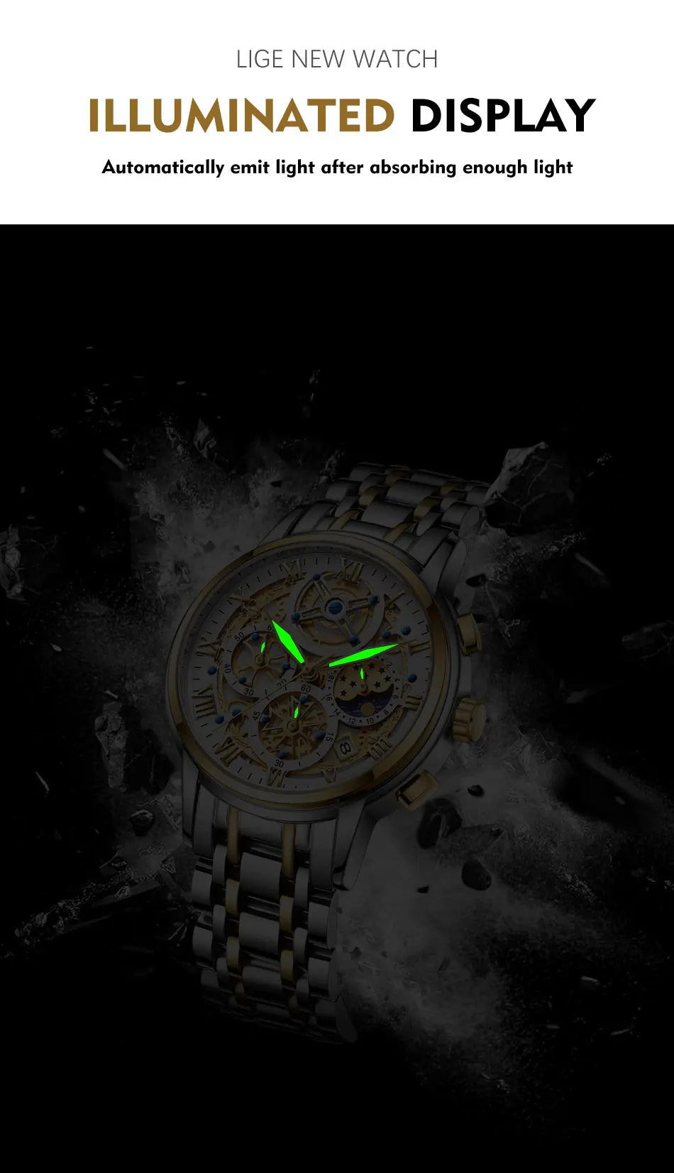 LIGE Men Watch Sports Quartz Watches Men Waterproof Chronograph Wristwatch Mens Military Hollow Clock Man Relogio Masculino