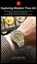 POEDAGAR Luxury Man Watch Stainless Steel Hollow Tourbillon Men Clock Luminous Mechanical Automatic Business Men's Watches Reloj
