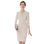 Office Business Women's Suit Pants Two-piece Set 2024 New Spring Autumn Long Sleeve Heart Button Jacket Slim Trousers Skirts