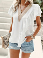 White Women's plus size shirt summer chic elegant shirt casual women's fashionable shirt White