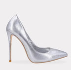 Pink Metallic Leather Woman High Heel Shoes Pointed Toe Shallow Stiletto High Heels Pumps Slip-on Polished Leather Runway Shoes