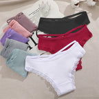 3PCS/Set Women’s Cotton Lace Bikini Panties – Low-Rise Breathable Soft Stretch Underwear (95% Cotton Comfort Fit) Sexy Low Rise Lace Brazilian Panties Hollow Out Soft Breathable Lingerie Female Bow Underwear S-XL
