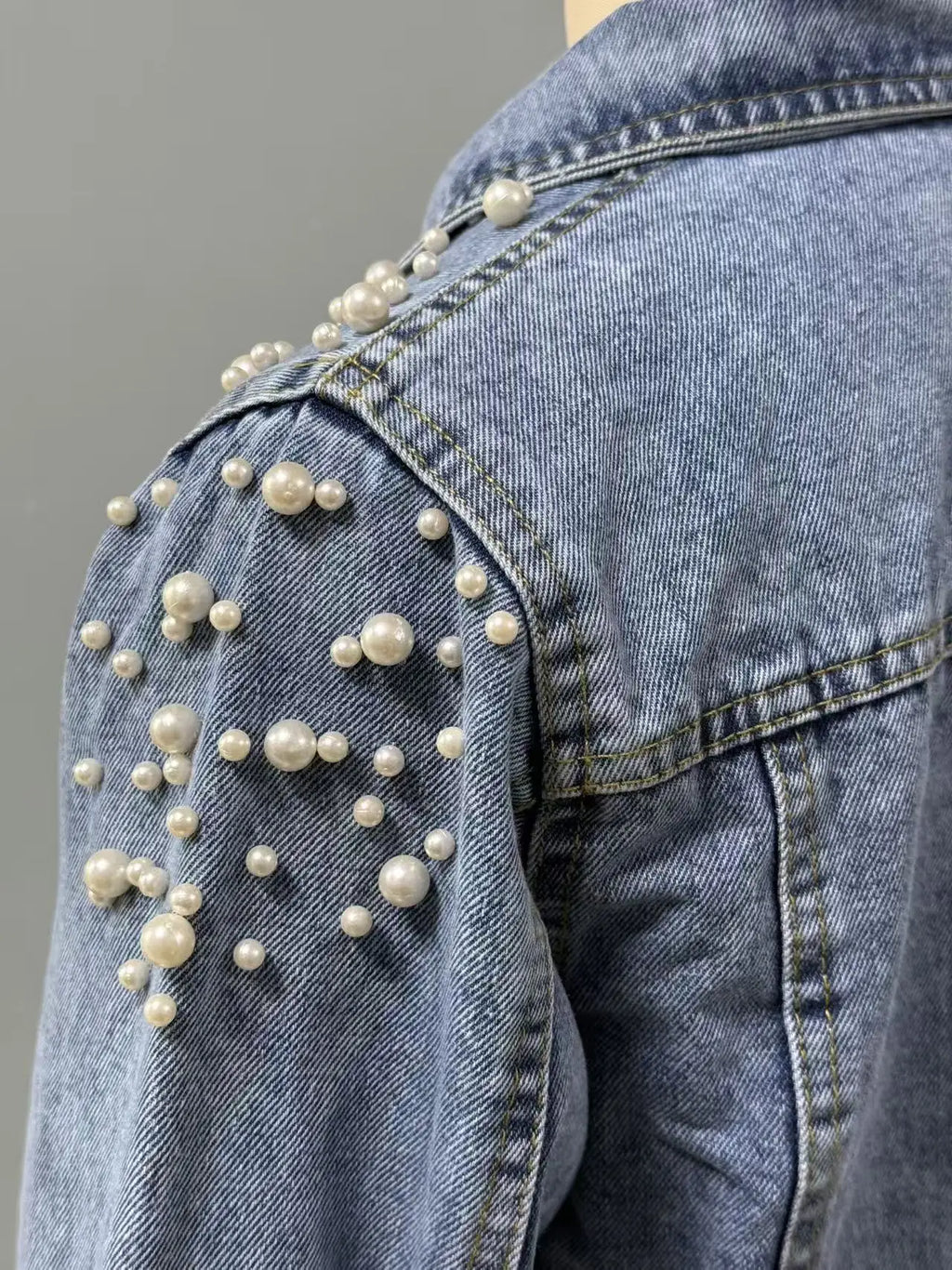 Women's Trendy Beaded Denim Jacket for Spring And Autumn New Fashion Casual Outerwear
