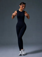 🧘‍♀️ Seamless Sleeveless Yoga Jumpsuit with Zipper Closure