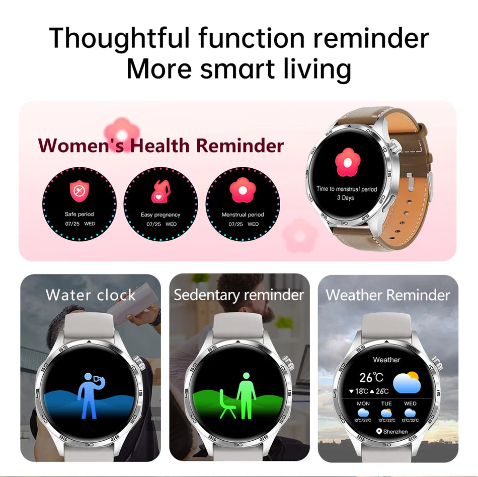 BOXUXING 2026 New Smart Watch Men Watch 5 Pro AMOLED HD Screen Bluetooth Call GPS Trajectory NFC Heart Rate Compass SmartWatches