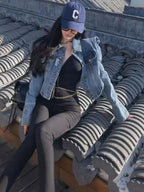 American Vintage Cropped Jackets Women Denim Chic Design Hip Hop Streetwear Young Slim Outwear Long Sleeve New Spring Popular