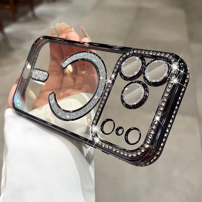 Phone Case Luxury Plating for Magsafe Case for iPhone 17 Air 16 15 14 Plus 13 12 Pro Max Magnetic Wireless Charging Transparent Soft Cover