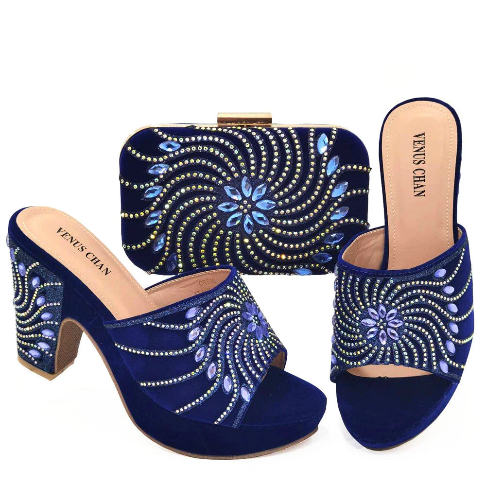 New Arrival African Wedding Shoes and Bag Set HJK1-22