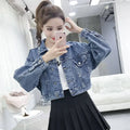 Spring Autumn Denim Jacket for Women Crop Plain Small Short Y2k Clothes Chic and Elegant Cowboy Coat Woman in Promotion New