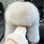 2025 100% Real Fox Fur Hats Women's Russian Ushanka Aviator Trapper Snow Skiing Hat Caps Earflap Winter Raccoon Fur Bomber Hat