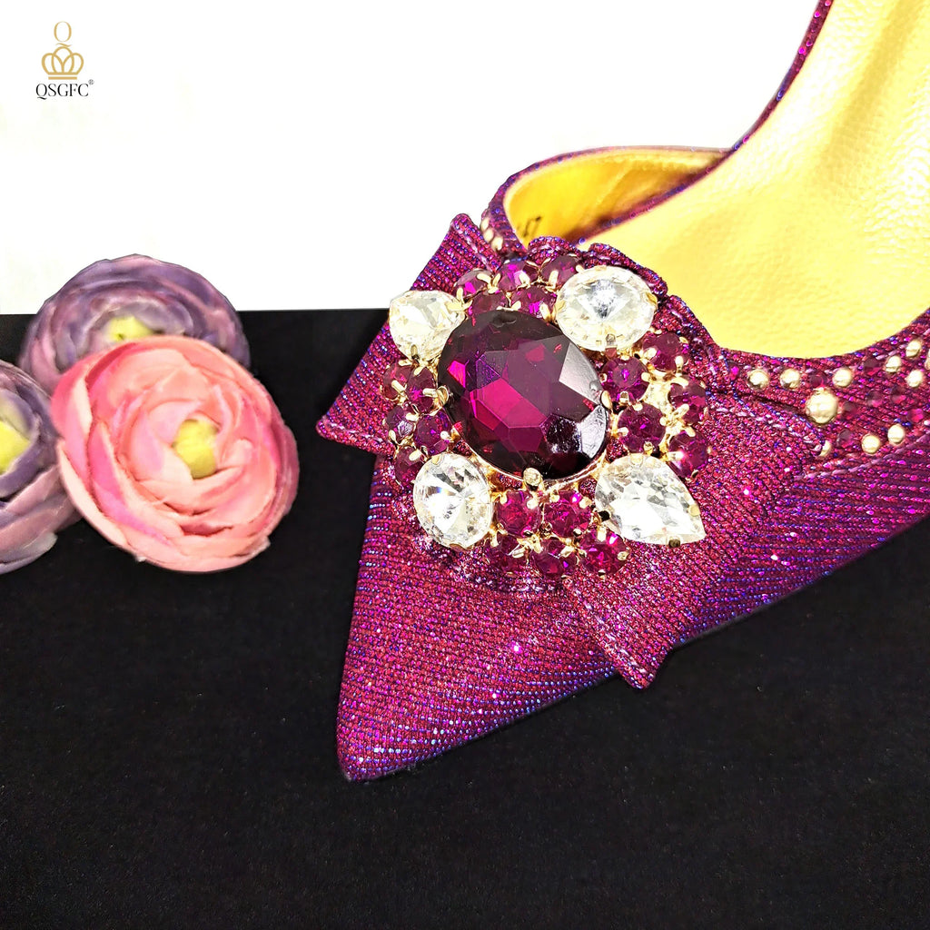 Elegant Set Pointed Toe Shoes And Bag Set QW321