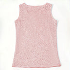 Women‘s Summer Fashion Deep V Neck Sequined Tank Top Stylish Sleeveless Polyester Top Sparkly Club Party Vest Blouses