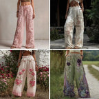 Cosplay Floral Printed Trousers Elegant Women Pants 3D Pattern Straight Leg Casual Party Long Pants