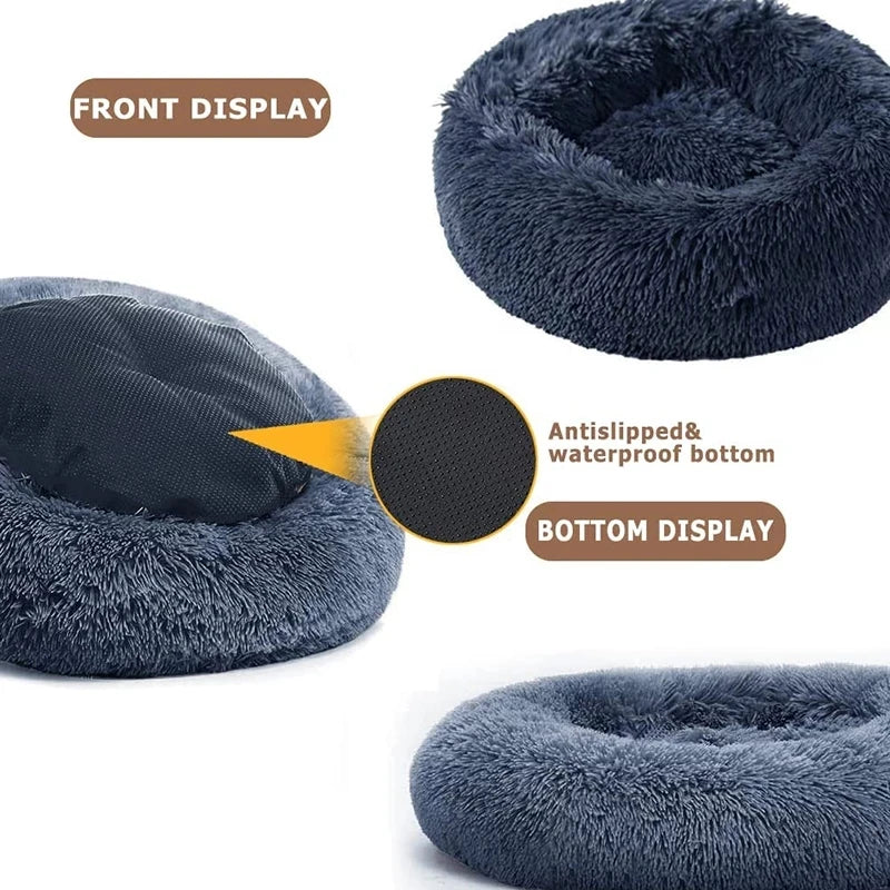 Round Pet Bed for Large Dog Bed Super Soft Cat Bed Plush Dog House for Medium Dog House Winter Warm Sleeping 40-90cm 6 Sizes