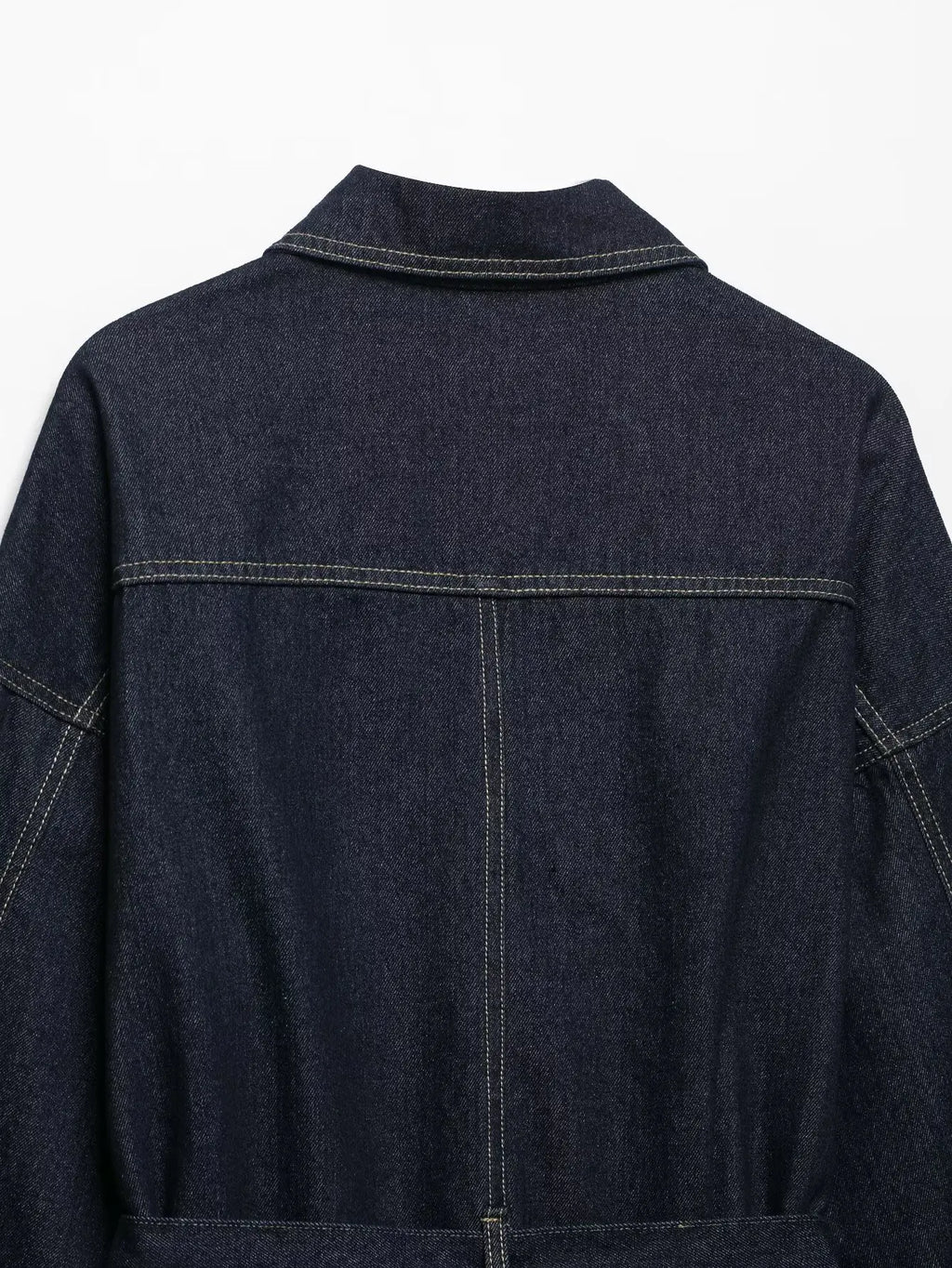 Women's Denim Jacket Solid Color Straps Waist Cinched Turndown Collar Fashionable Versatile Casual Spring Autumn Jacket 2025 New