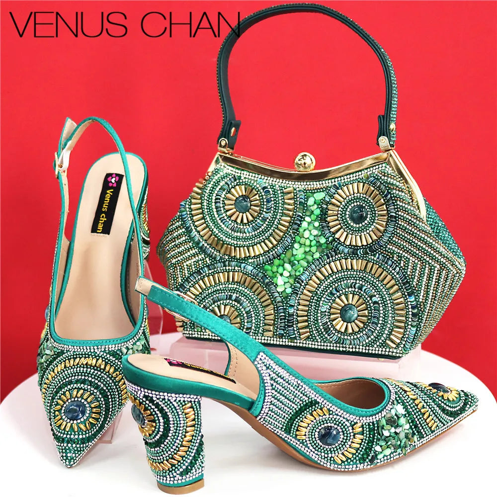 Popularity Italian Women's Pointed Shoes And Bag Set GFD453