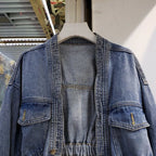 Denim Jacket for Women Plain Cinched Waist Slim Woman Jean Coat Blue Outerwear Spring Autumn 2025 Fashion Low Price Y2k Clothes