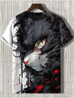 Samurai Cat Graphic T-Shirt – Japanese Style 3D Print Men's Tee