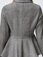 Women’s Plus-Size Solid Color Peplum Jacket – Casual Outerwear