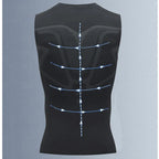 Men's sci-fi printed black vest, fashionable and casual men's quick drying T-shirt, sports and fitness round neck elastic vest