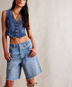 New 2026 Women's Denim Vests Summer Sexy Slim Deep V Neck Sleeveless Vest Jacket Casual Fashion Streetwear Ladies Jean Crop Tops
