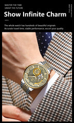 POEDAGAR Luxury Man Watch Stainless Steel Hollow Tourbillon Men Clock Luminous Mechanical Automatic Business Men's Watches Reloj