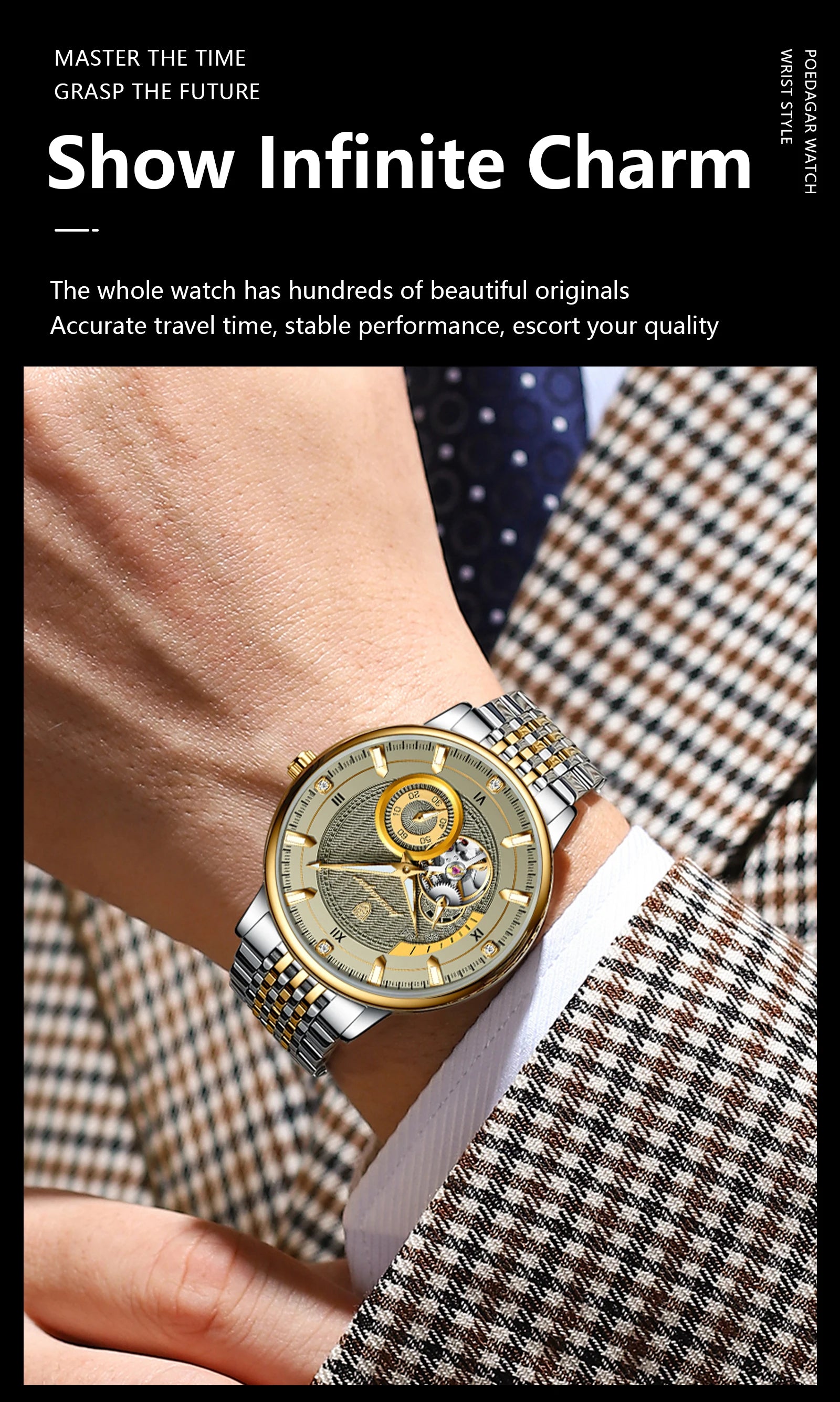 POEDAGAR Luxury Man Watch Stainless Steel Hollow Tourbillon Men Clock Luminous Mechanical Automatic Business Men's Watches Reloj