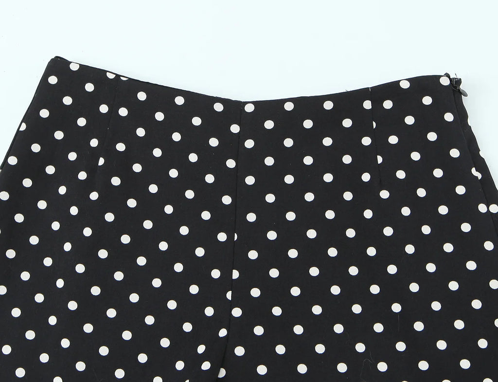 2026 Women New Fashion Suit Sexy Sleeveless Backless Polka Dot Halter Slim Short Top+Side Zipper Casual Short Skirts