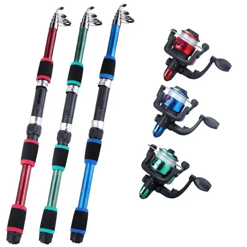 Telescopic Fishing Rod and Spinning Reel Travel Set