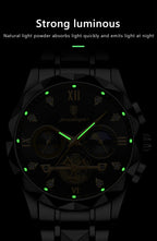 POEDAGAR Top High Quality Man Wristwatch Stainless Steel Chronograph Business Men Watch Waterproof Luminous Quartz Men's Watches