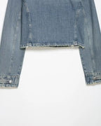 2026 New Women Denim 2 Piece Set Streetwear Button Decorated Stand Collar Cropped Jacket + Low Waist Shorts Y2K Outfi