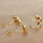 3PCS Star Zircon Hoop Huggie Earrings