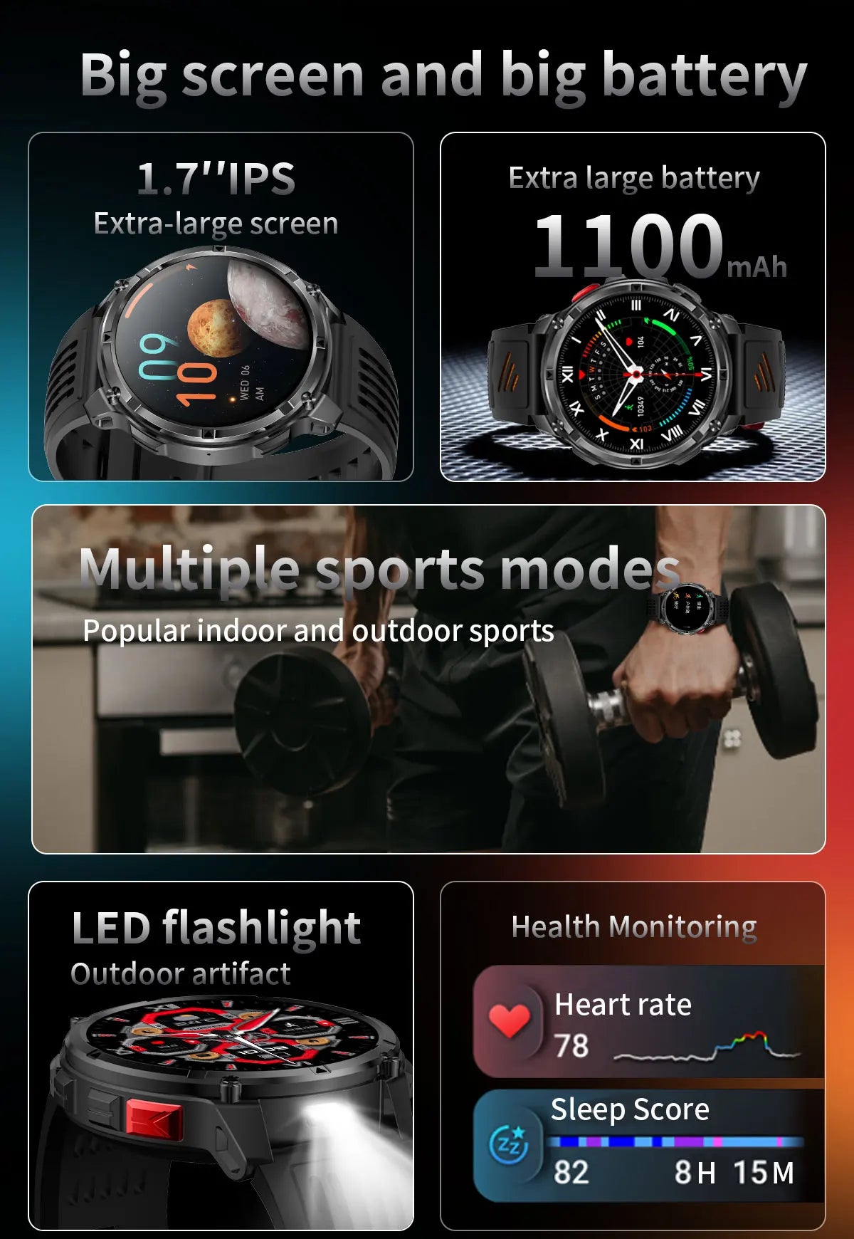 2026 New T-Rex3 Ultra 1100mAh Super Capacity Battery Adult Men Smart Watch 1.7" Large Screen Call 5ATM Waterproof Sports Watches