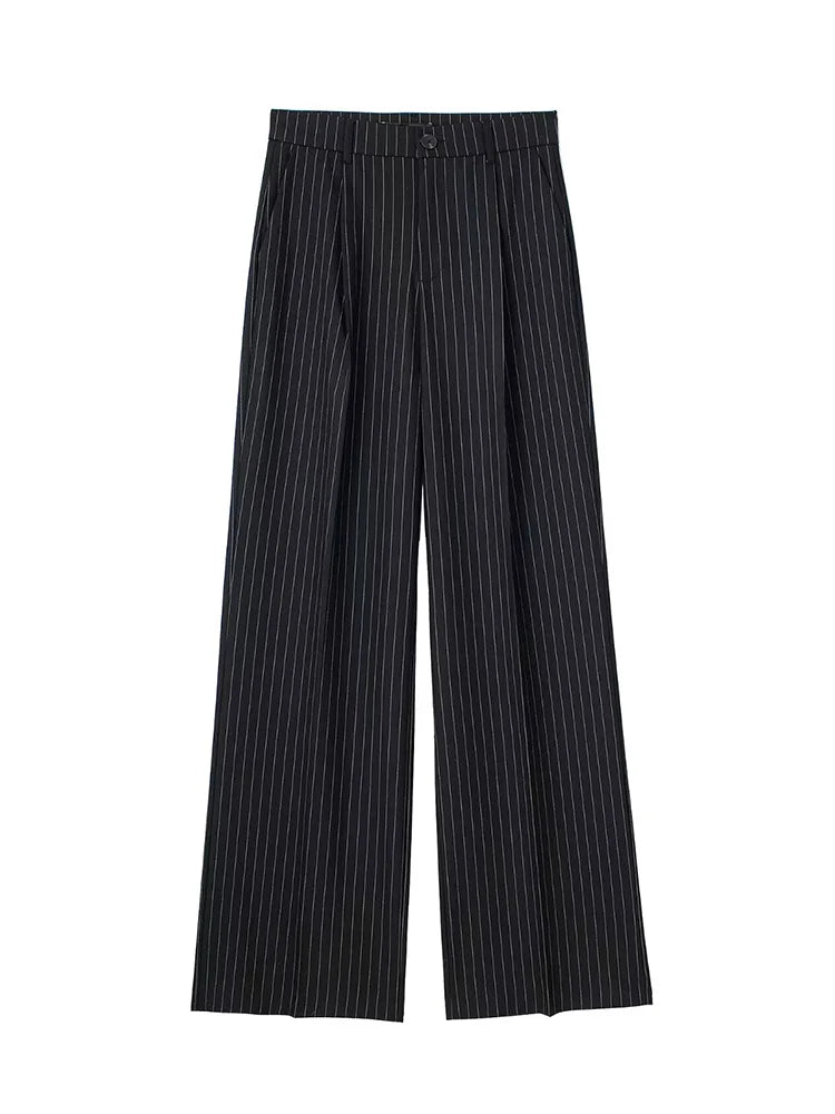 Willshela Women Fashion Solid Pleated Front Zipper Wide Leg Pants Vintage High Waist Full Length Female Chic Lady Trousers