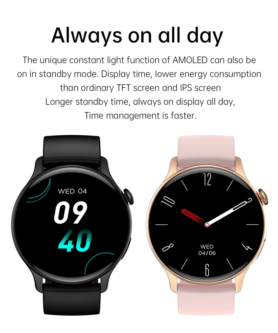 2026 NFC Smart Watch Amoled HD GPS Track Sports Heart Rate Bluetooth Call Waterproof Ladies Women Smartwatch For Women's Gift