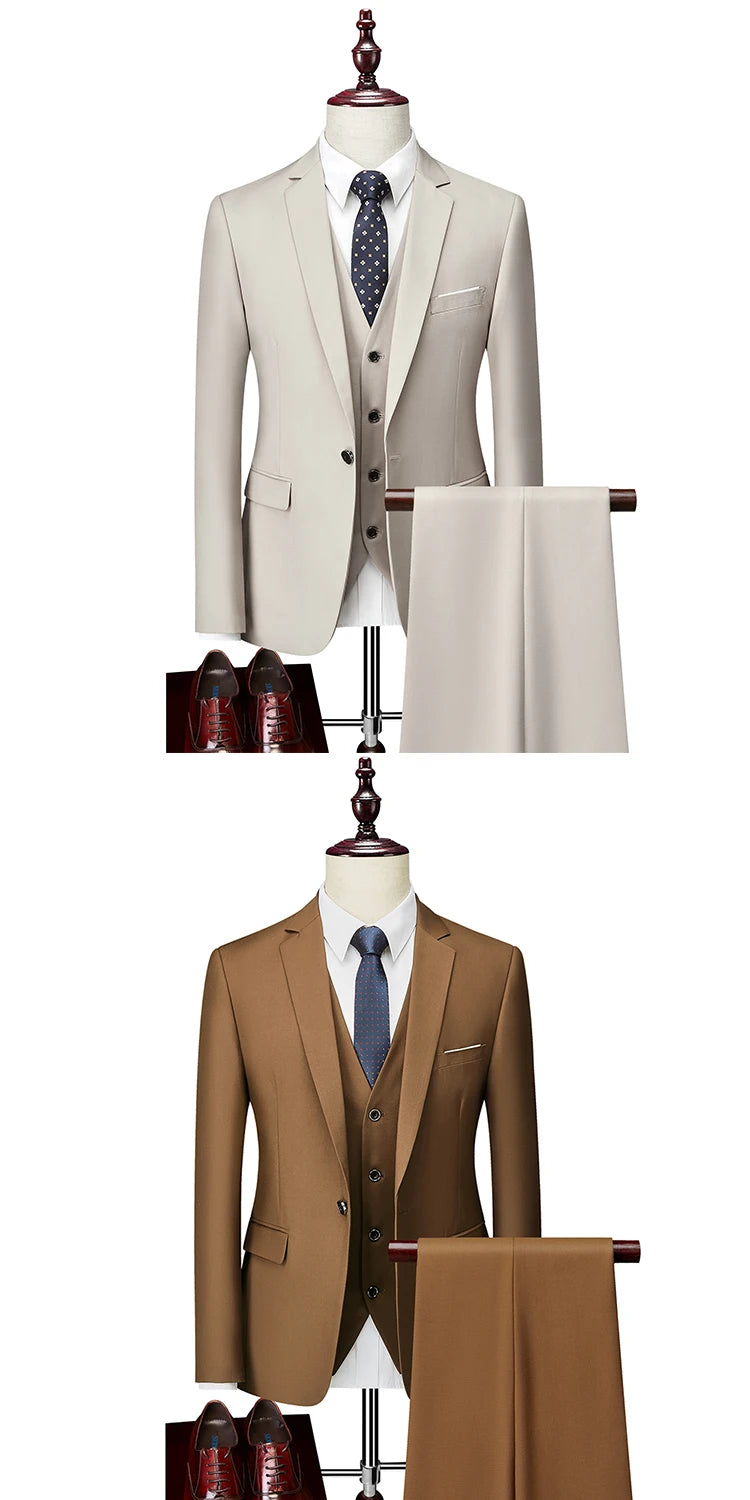 Men's Formal Slim Fit Suit Set, 2- or 3-Piece, M-6XL
