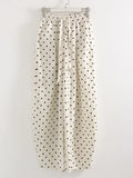 Black Polka Dot Linen Pants Women Wide Leg Summer Trousers Baggy For Ladies White Oversize Cotton Linen Pants Woman Wide