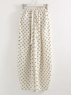 Black Polka Dot Linen Pants Women Wide Leg Summer Trousers Baggy For Ladies White Oversize Cotton Linen Pants Woman Wide