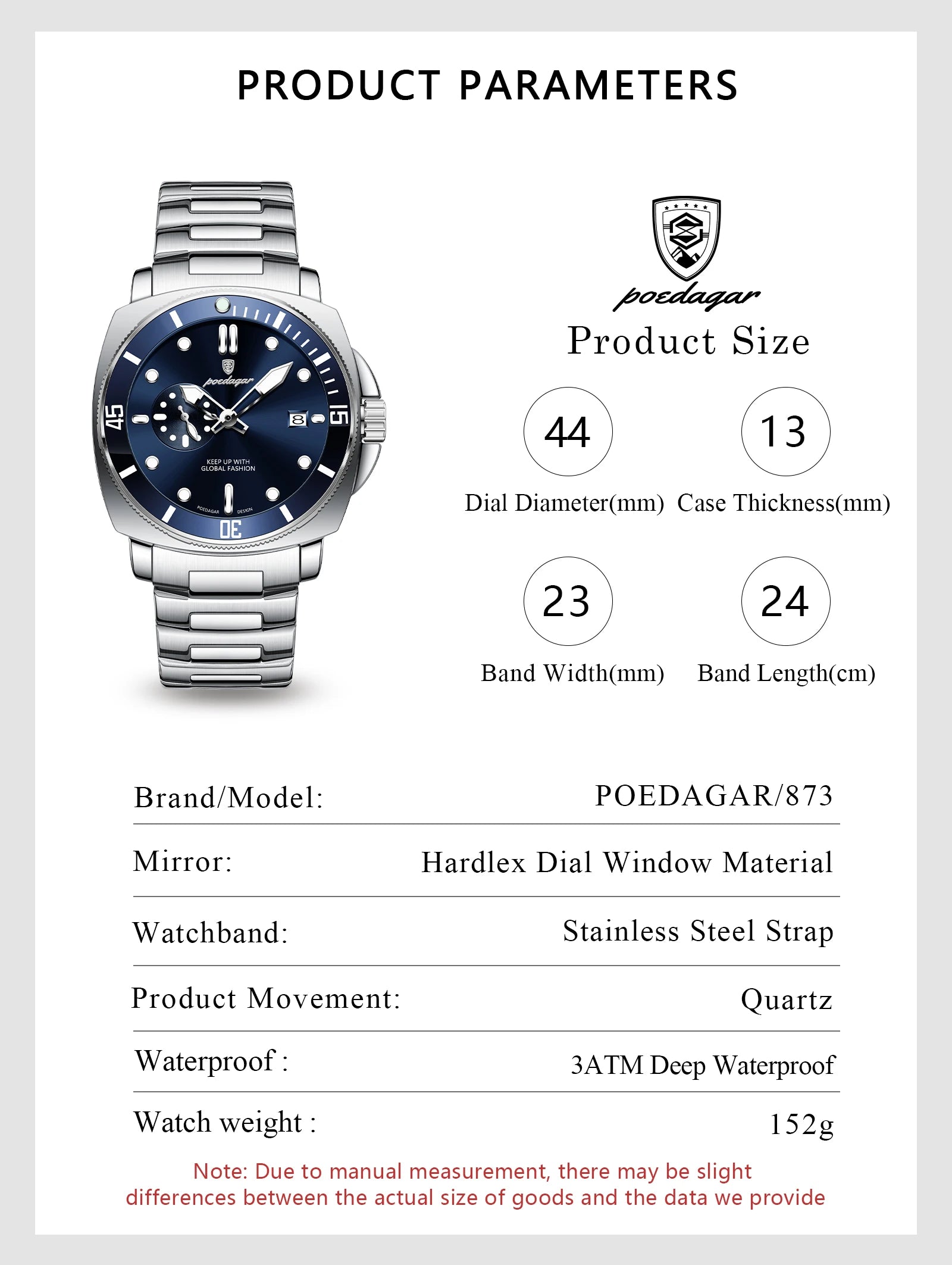 POEDAGAR Top Fashion Luxury Watch For Men Waterproof Luminous Date Men's Watches Stainless Steel Business Quartz Male Wristwatch