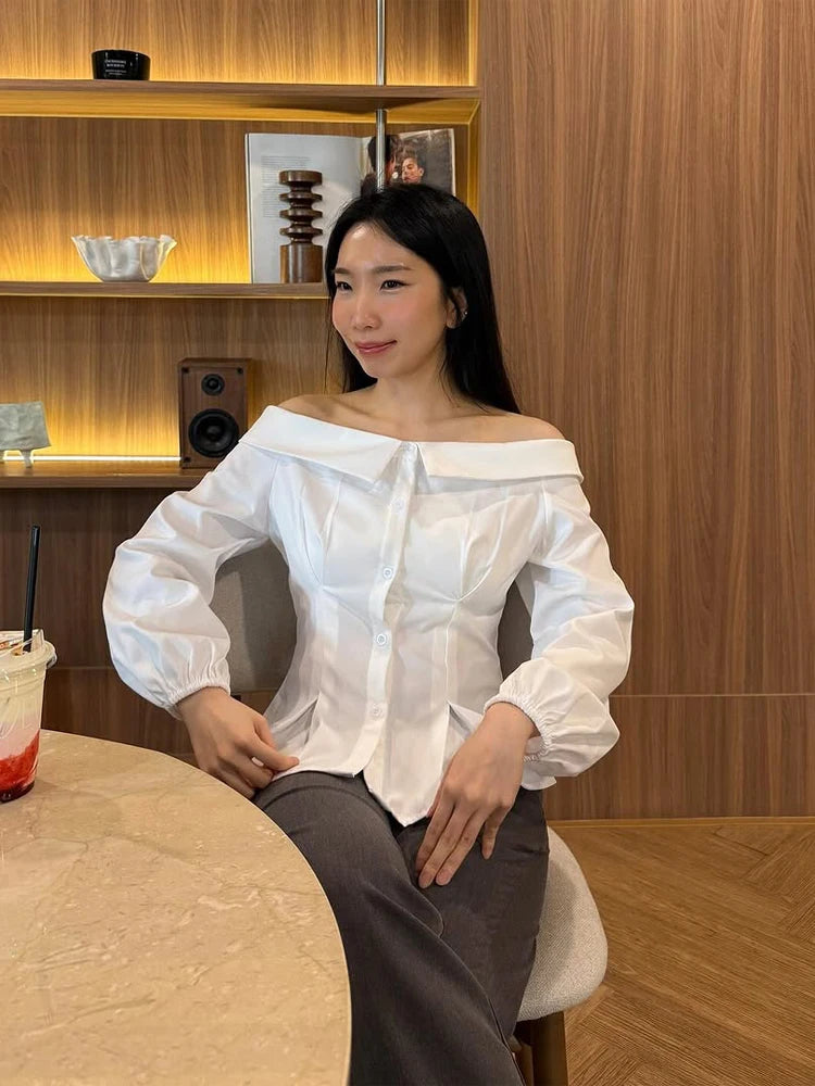 Women's White Tie Front Knot Blouse Elegant Sexy Oversized Collared Shirt with Bow Detail 2026 Women's Office Wear Tops