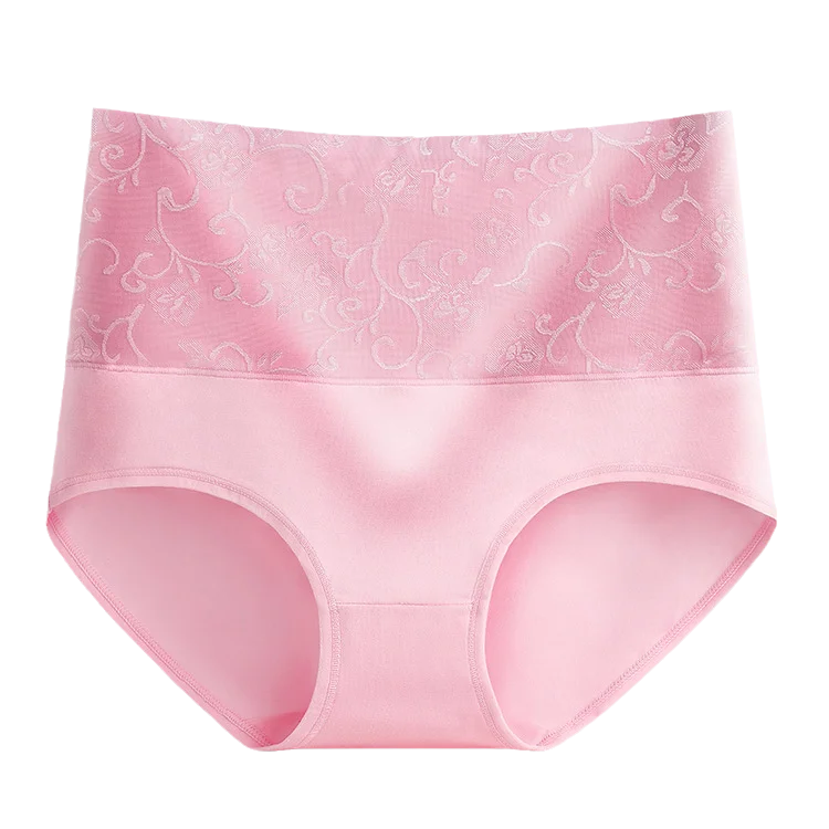 Plus Size Women's Cotton Underwear High Waisted Tummy Control Panties Full Coverage Briefs Jacquard Ladies Panty 3 Pack