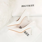 Autumn Patent Leather Concise Women's Shoes Pointed Toe Office High Heels Pumps Women Sexy Party Wedding Shoes Shallow Nude Red