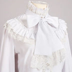 Women's Vintage Ruffle Collar Shirt 2026 Spring New Arrival High Neck Lace Trim Button Down Shirt Elegant Gothic Blouse Tops