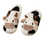 Plush Cartoon Cow Slippers for Warm Cozy Indoor Comfort