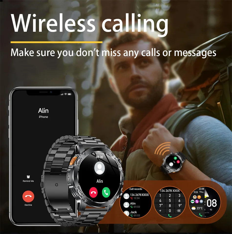 2026 Outdoor New 1000mAh Battery T-Rex 3 Military Grade Smart Watch Men IP69K Waterproof GPS HD Bluetooth Call 100+Sports Watch