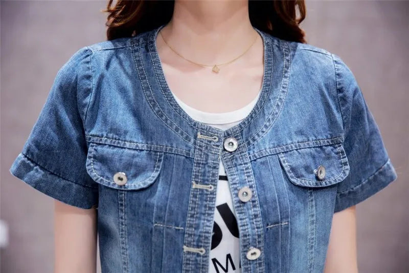 Denim Jacket Women 2023 Half sleeve Jean Jacket Woman Elastic Comfortable Denim Coat Short Denim Jacket Female