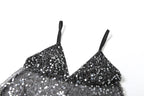 Weird Puss Sequins Patchwork Mesh Camisole Women v-Neck Sexy Backless Summer Trend Street Midnight Versatile Hottie Classic Tops