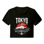 Korean Style Casual Crop Tops 2000s Y2k Print Women Tee Shirt Harajuku GOTH Cropped Mange Tshirt Funny Graphic T-shirt Female