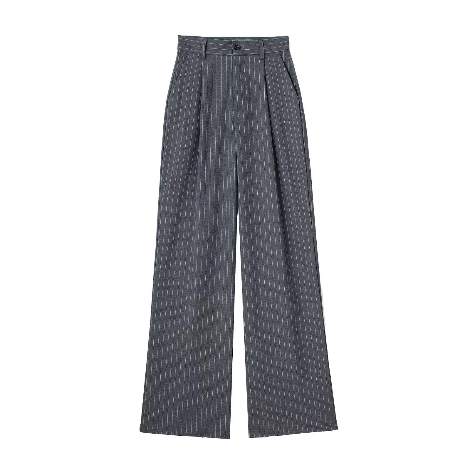 Willshela Women Fashion Solid Pleated Front Zipper Wide Leg Pants Vintage High Waist Full Length Female Chic Lady Trousers